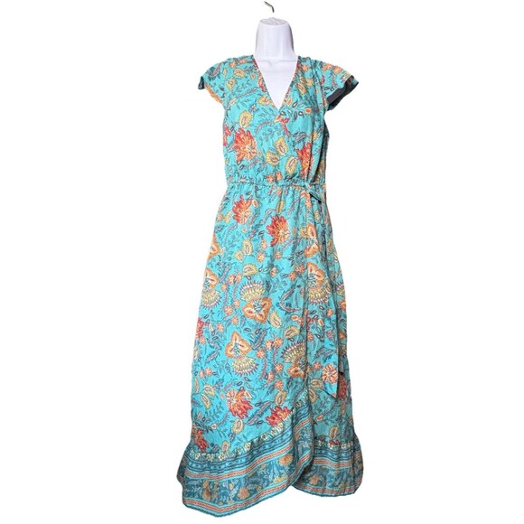 Band of the Free Floral Surplice Neckline Wrap Maxi Dress Women’s Size Medium - Picture 11 of 11